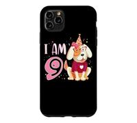 Custodia per iPhone 11 Pro Max 9 ° compleanno ragazza cane cuccioli bambini io sono 9