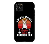 Custodia per iPhone 11 Pro Max A Good Day Starts With Coffee And A Cornish Rex Cat