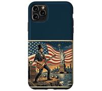 Custodia per iPhone 11 Pro Max Abraham Lincoln Playing Electric Guitar 4th of July Retro