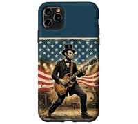 Custodia per iPhone 11 Pro Max Abraham Lincoln Playing Electric Guitar 4th of July Vintage