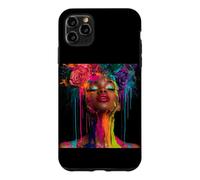 Custodia per iPhone 11 Pro Max Afro Americano Donna Floreale Afro Colore Dipinto Vis