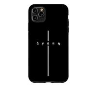 Custodia per iPhone 11 Pro Max AGAPE Citazione greca amore spirituale con la croce di Gesù