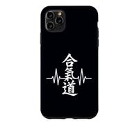 Custodia per iPhone 11 Pro Max Aikido Kanji Battito cardiaco Pulse Arti Marziali Formazione