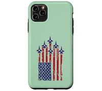 Custodia per iPhone 11 Pro Max American Flag Patriotic Fighter Jet Airplane Flyover 4th