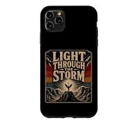Custodia per iPhone 11 Pro Max Angelo croce cristiana con luce attraverso tempesta