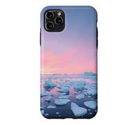 Custodia per iPhone 11 Pro Max Arctic Iceberg Field Sotto Rosa Polare Alba Paesaggio