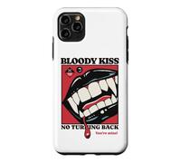 Custodia per iPhone 11 Pro Max Bacio Sanguinante Labbra Vampiro Zanne Morso Scuro Romance Goth Horror