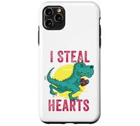 Custodia per iPhone 11 Pro Max Bambini I Steal Hearts Ragazzi Trex Dino San Valentino Bambino