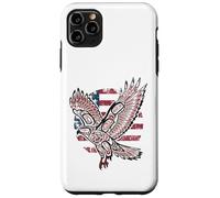 Custodia per iPhone 11 Pro Max Bandiera patriottica dei nativi americani indiani dalla coda rossa Hawk USA