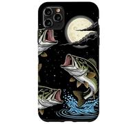 Custodia per iPhone 11 Pro Max Bass Fish Howling The Moon Vintage Pescatore Pescatore Regali