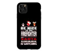 Custodia per iPhone 11 Pro Max Be Nice To The Firefighter Santa Is Watching Funny Christmas