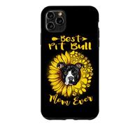 Custodia per iPhone 11 Pro Max Best Pit Bull Dog Mom Ever Sunflower Funny Paw Dog Lover