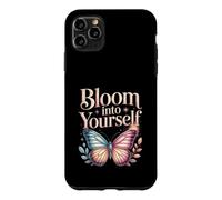 Custodia per iPhone 11 Pro Max Bloom Into Yourself - Citazione floreale con farfalla