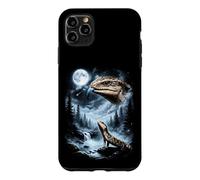 Custodia per iPhone 11 Pro Max Blu Tongued Skink Howling at Moon 90's Retro
