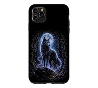 Custodia per iPhone 11 Pro Max Blue Moon Wolf Mistico Foresta Fantasia Gotica Grafica