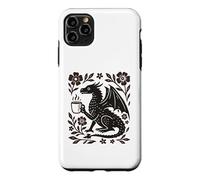 Custodia per iPhone 11 Pro Max Boho Drago Bere Caffè Folk Art Mitico Bestia