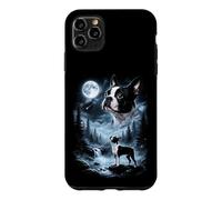 Custodia per iPhone 11 Pro Max Boston Terrier Howling to the Moon, cane retrò anni '90