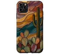 Custodia per iPhone 11 Pro Max Cactus di vetro colorato Artful Trendy