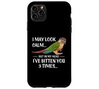 Custodia per iPhone 11 Pro Max Camicia verde Cheek Conure I May Look Calm Conure