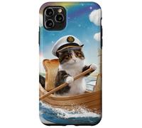 Custodia per iPhone 11 Pro Max Capitan Cat Toast Boat Rainbow Fantasy