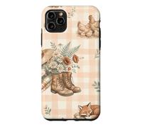 Custodia per iPhone 11 Pro Max Cappello da fattoria Stivali Agnello Polli Volpe Giardino Acquerello