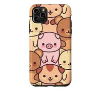 Custodia per iPhone 11 Pro Max Carino Kawaii Animal Friends pastello carattere grafico
