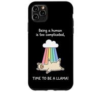 Custodia per iPhone 11 Pro Max Carino lama arcobaleno essere umano è troppo complicato costume