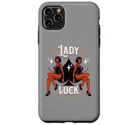 Custodia per iPhone 11 Pro Max Casinò vintage retrò Rockabilly Devil Girl Lady Lucky Spade