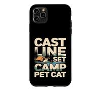 Custodia per iPhone 11 Pro Max Cast Line Set Camp Pet Cat Pesca Campeggio