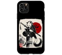 Custodia per iPhone 11 Pro Max Cat Ninja Gamer Giapponese Sumi-e Gioco Samurai Art