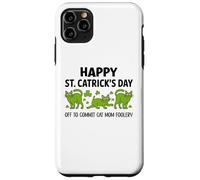 Custodia per iPhone 11 Pro Max Cat St Patricks Off to Commit Cat Mom Foolery St Patrick's