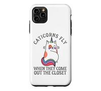 Custodia per iPhone 11 Pro Max Caticorns Fly When They coming out the closet Cat Unicorn Fun