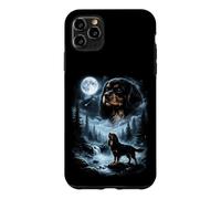 Custodia per iPhone 11 Pro Max Cavalier King Charles Spaniel Ululando alla Luna Retro anni '90