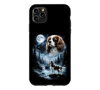 Custodia per iPhone 11 Pro Max Cavalier King Charles Spaniel Ululando alla Luna Retro anni '90