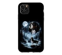 Custodia per iPhone 11 Pro Max Cavalier King Charles Spaniel Ululando alla Luna Retro anni '90