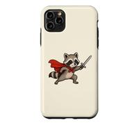 Custodia per iPhone 11 Pro Max Cavaliere procione carino con spada e mantello Fantasy Adventure