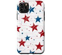 Custodia per iPhone 11 Pro Max Celebrazione patriottica americana con motivo stella blu rossa bianca