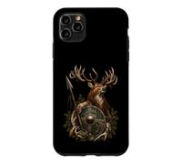 Custodia per iPhone 11 Pro Max Cervo Maestoso Scudo Lancia Natura Norrena Arte