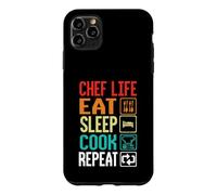 Custodia per iPhone 11 Pro Max Chef Life Eat Cook Repeat Funny Cooking Chefs Lover