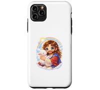 Custodia per iPhone 11 Pro Max Chibi Gesù Cristo Kawaii Tenendo l'Agnello