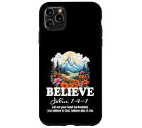 Custodia per iPhone 11 Pro Max Christian Faith Believe In Cristo Bella Montagna Scena