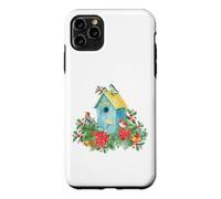 Custodia per iPhone 11 Pro Max Christmas Holiday Wreath Birdhouse Birds & Bells