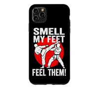 Custodia per iPhone 11 Pro Max Cintura nera con scritta "Smell My Feet Feel Them Karate", per arti marziali