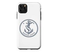 Custodia per iPhone 11 Pro Max Citazione Latina Festina Lente Ancora e Delfino Emblema