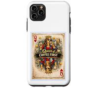 Custodia per iPhone 11 Pro Max Coffee First Card - Biglietto per mamma, moglie, madre, regina, parodia, regalo grafico