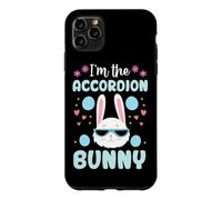 Custodia per iPhone 11 Pro Max Coniglio pasquale con scritta "I'm The Accordion Bunny Floral Matching Family"