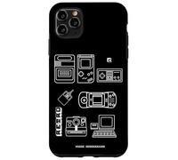 Custodia per iPhone 11 Pro Max Console retrò PC games nerd storia panoramica 8 bit pixel