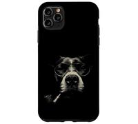 Custodia per iPhone 11 Pro Max Cool Dog Smoking Occhiali da sole Retro Pop Art Canine Design