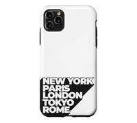 Custodia per iPhone 11 Pro Max Cool New York Paris London Tokyo Rome Illustration Graphic