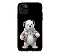 Custodia per iPhone 11 Pro Max Cool Polar Bear Cuffie Plaid Giacca Design